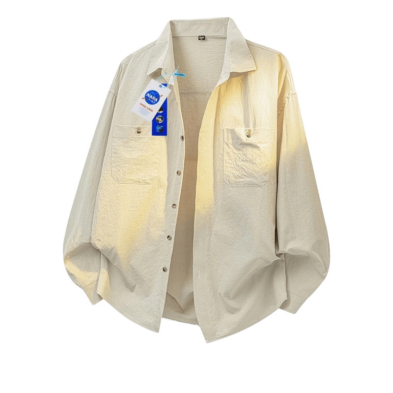 NASALIKE Beige Cotton Shirt for Men & Women, Casual Unisex