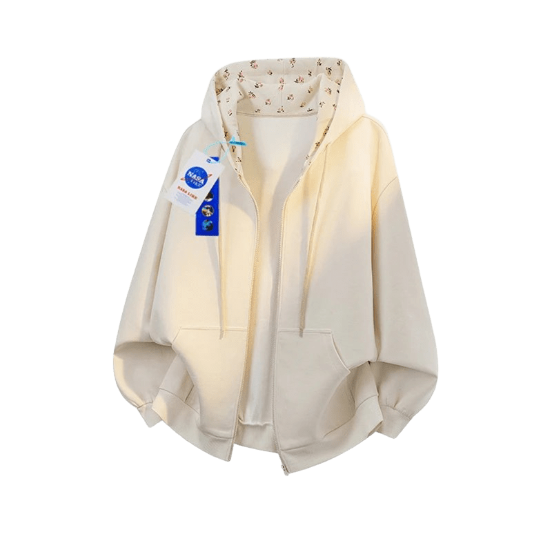 NASALIKE Beige Fleece Hoodie - Unisex Cozy Winter Pullover