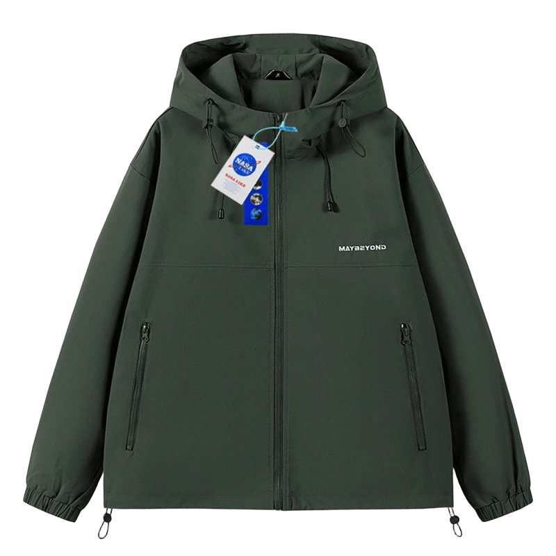 NASALIKE Green Windproof Hooded Jacket - Lightweight Outdoor Coat