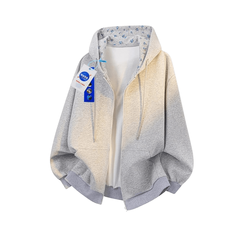 NASALIKE Grey-Yellow Gradient Hoodie | Unisex Cotton Fleece