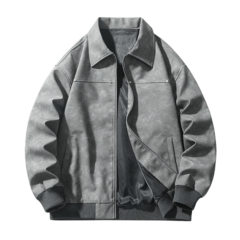 NASALIKE Men's Windproof Warm Gray Jacket, Casual Zip-Up