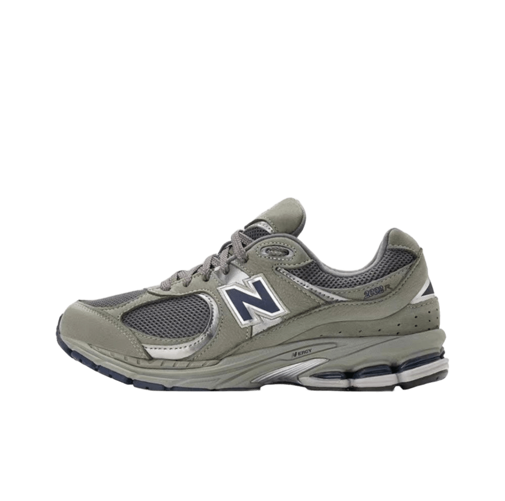 New Balance 2002R Grey Green Suede Mesh Retro Cushioned Sneakers