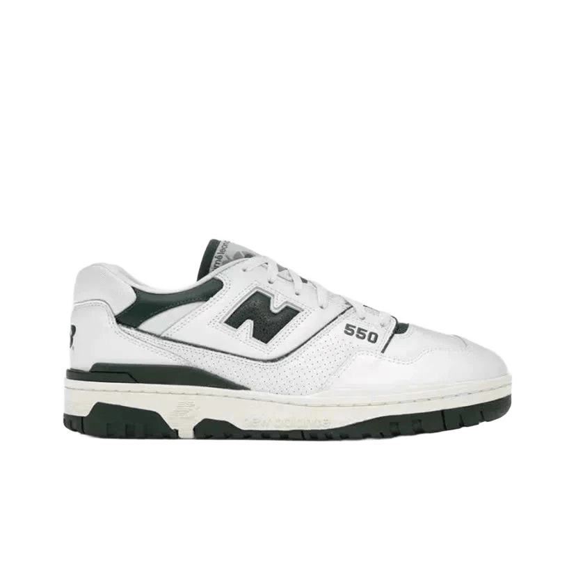 New Balance 550 White Green Leather Retro Sneakers, Unisex