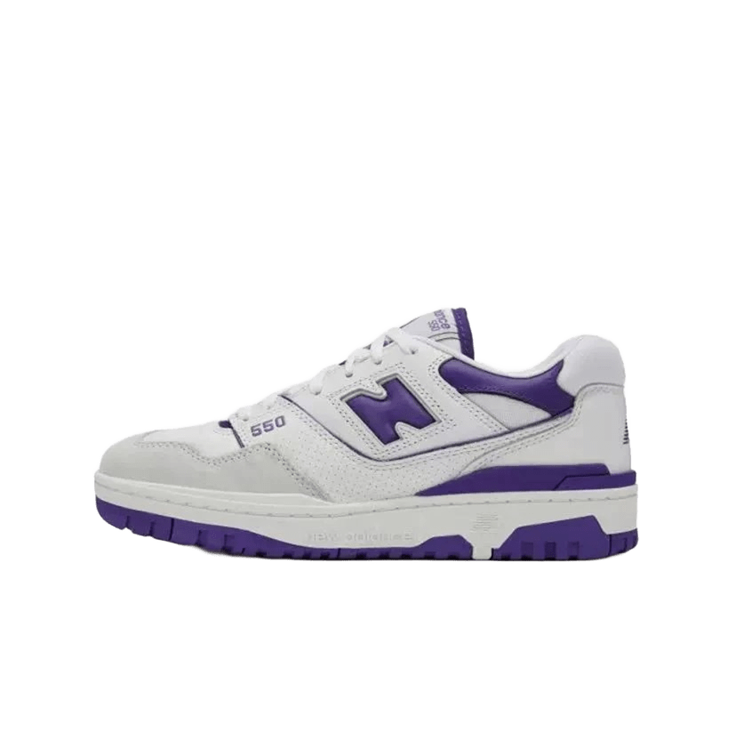 New Balance 550 White Purple Leather Unisex Retro Sneakers
