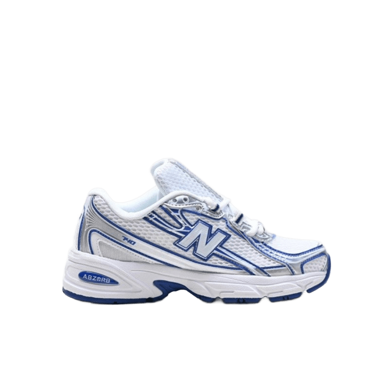 New Balance 740 White Blue Retro Sneakers, Mesh Cushioning