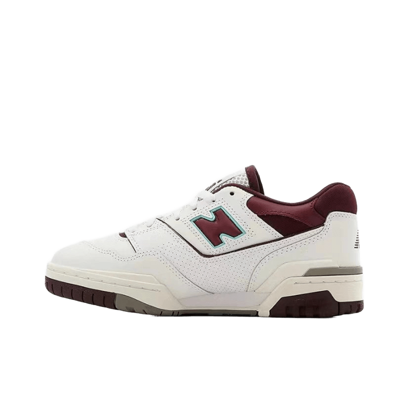 New Balance White Red Leather Retro Cushioned Sneakers
