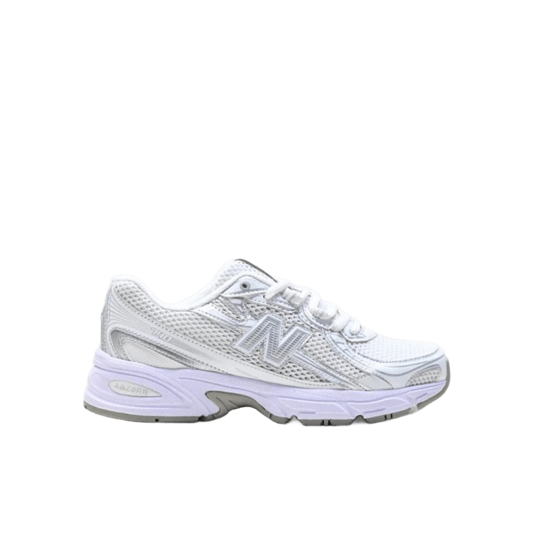 New Balance White Retro Cushioned Sneakers, Breathable Mesh