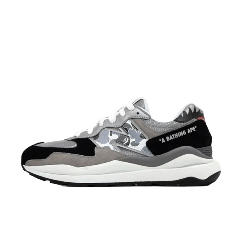 New Balance x BAPE Grey Suede Camo Sneakers