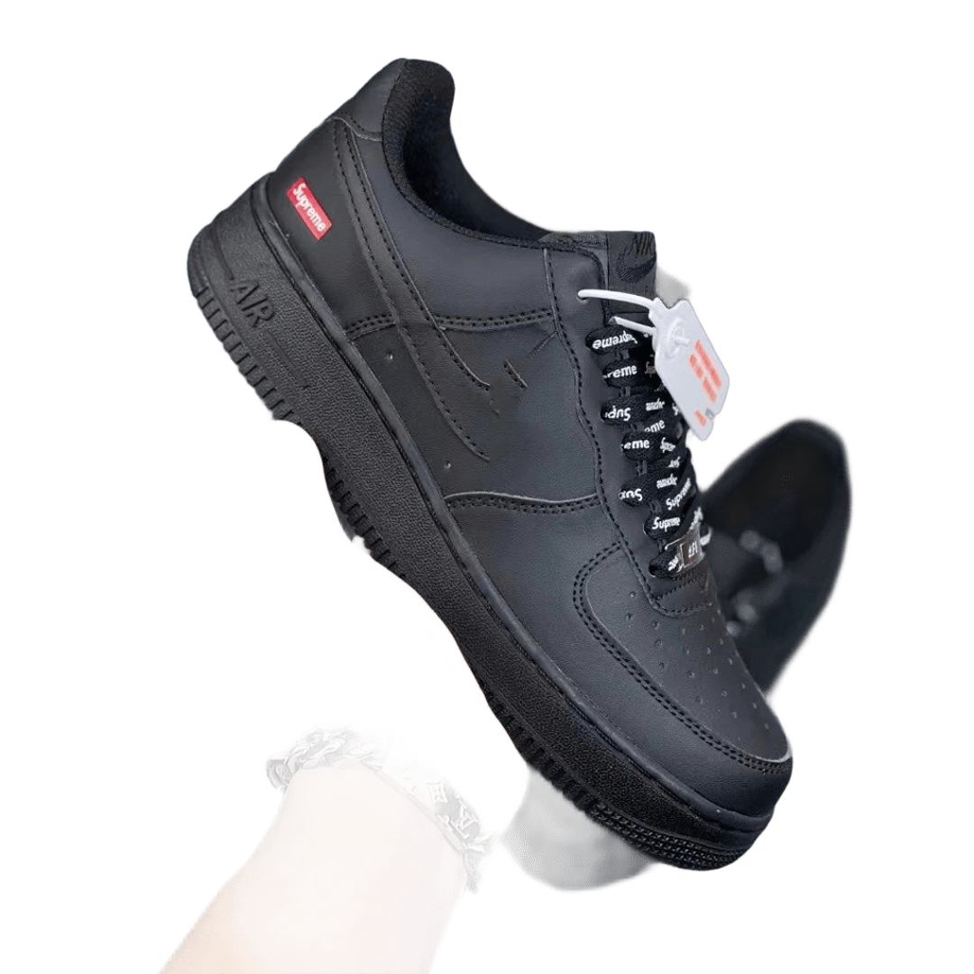 Nike Air Force 1 Black Supreme Leather Low-Top Sneakers