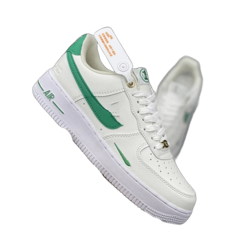 Nike Air Force 1 Low White Green Leather Sneakers