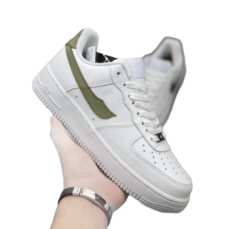 Nike Air Force 1 Low White Green Leather Unisex Sneakers
