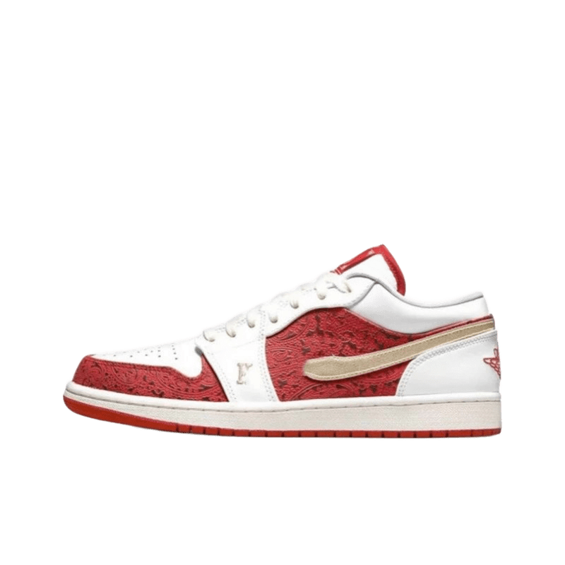 Nike Air Jordan 1 Low Red White Leather Shoes