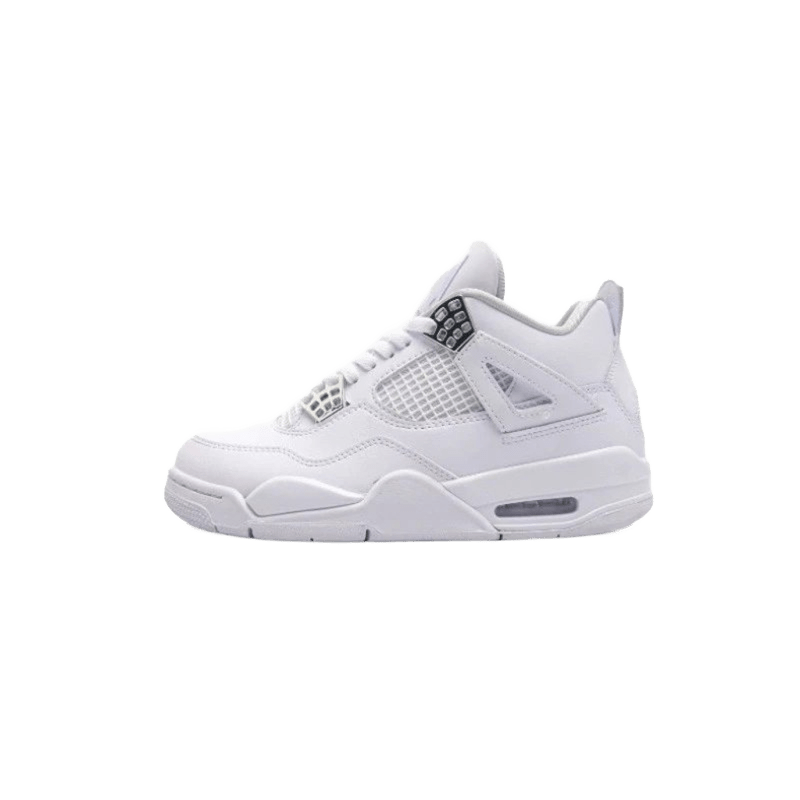 Nike Air Jordan 4 Retro White Leather Basketball Shoes