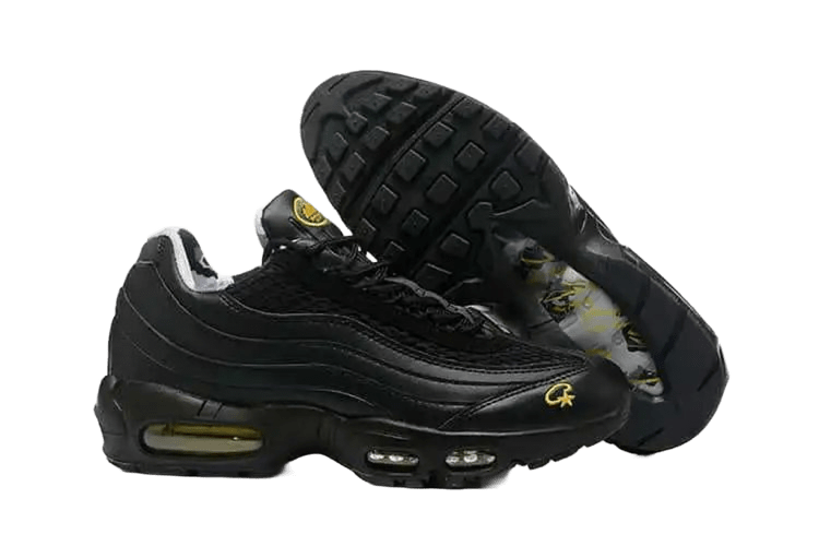 Nike Air Max 95 Black Fabric Leather Retro Sneakers