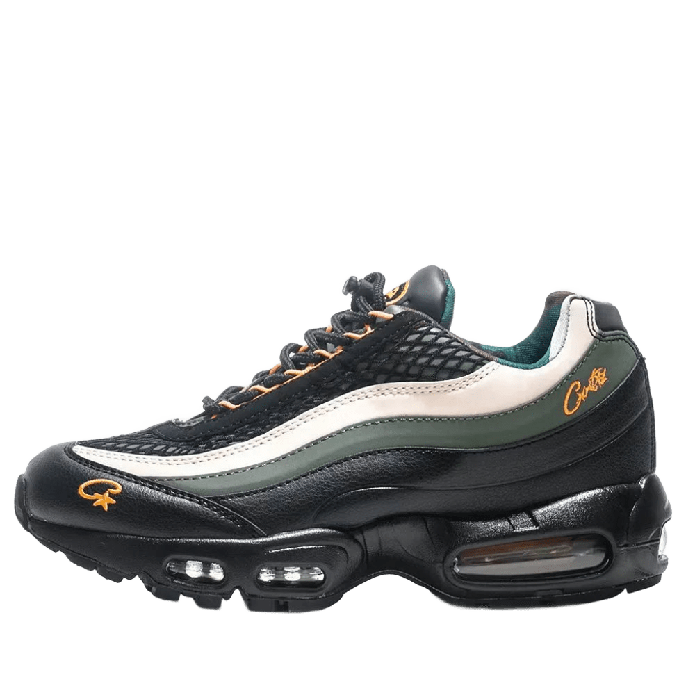 Nike Air Max 95 Black Green Leather Mesh Sneakers