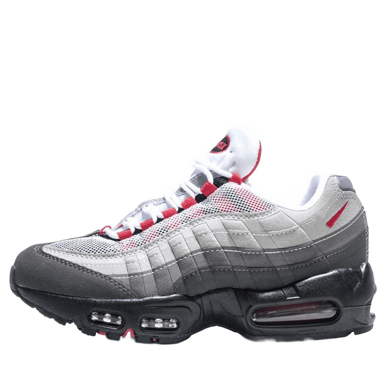 Nike Air Max 95 Sneakers Gray Red Leather Mesh Cushioned
