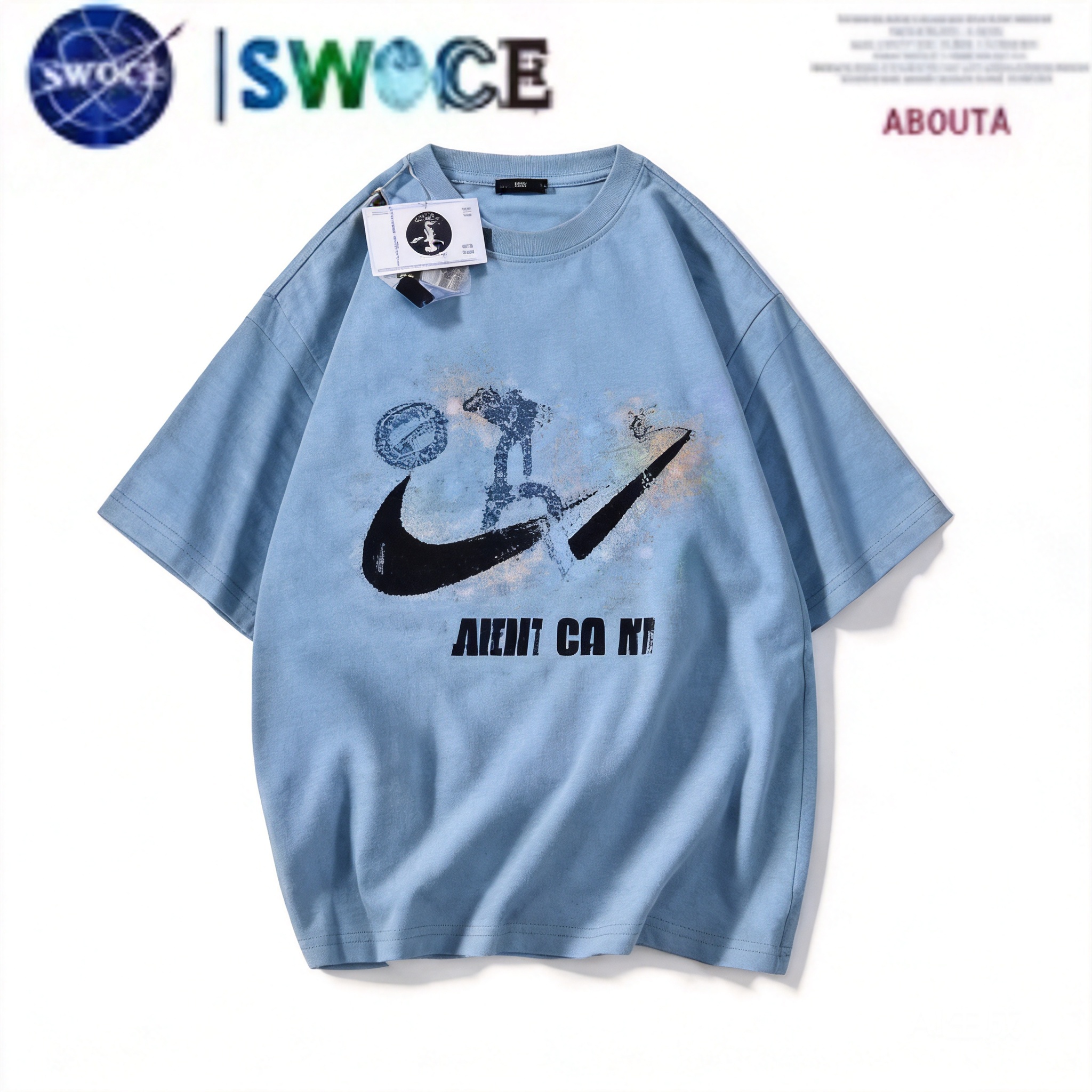 Nike Athletic Cotton Crewneck T-Shirt - Black/White, Unisex