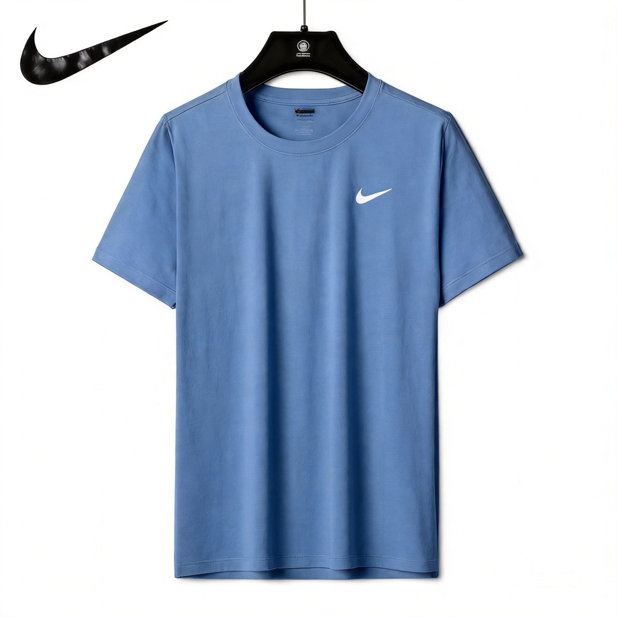 Nike Basic Blue Cotton T-Shirt: Moisture-Wicking Unisex Tee