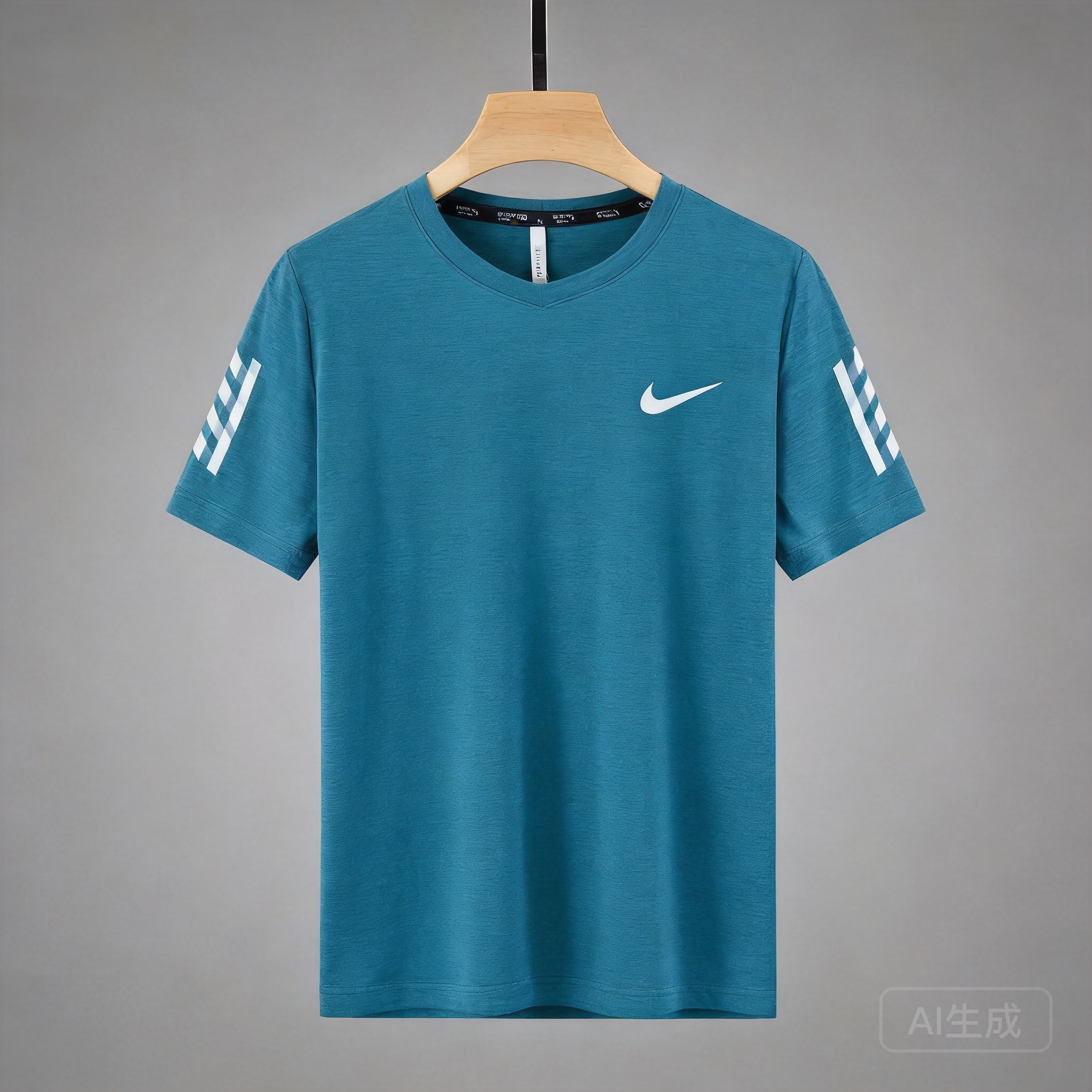 NIKE Cyan Athletic Tee: Moisture-Wicking Cotton Unisex
