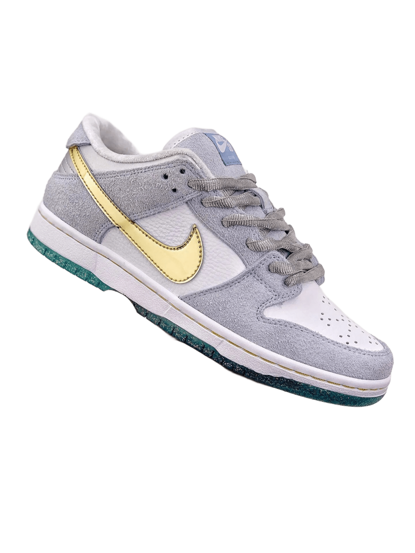 Nike Dunk Grey/White Leather Suede Gold Swoosh Unisex Sneakers