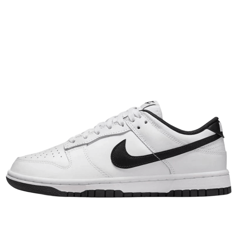 Nike Dunk Low Retro: White/Black Leather Unisex Shoes