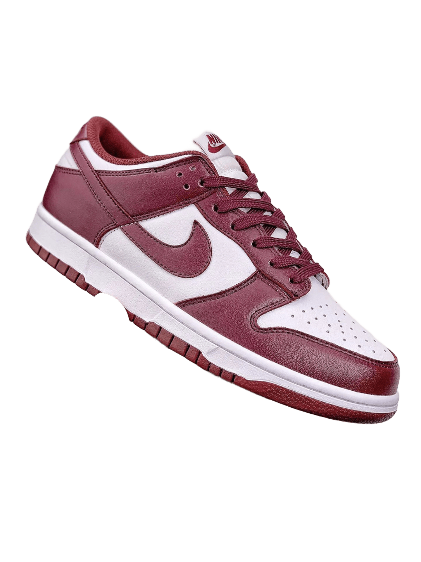 Nike Dunk Wine Red White Leather Retro Unisex Sneakers