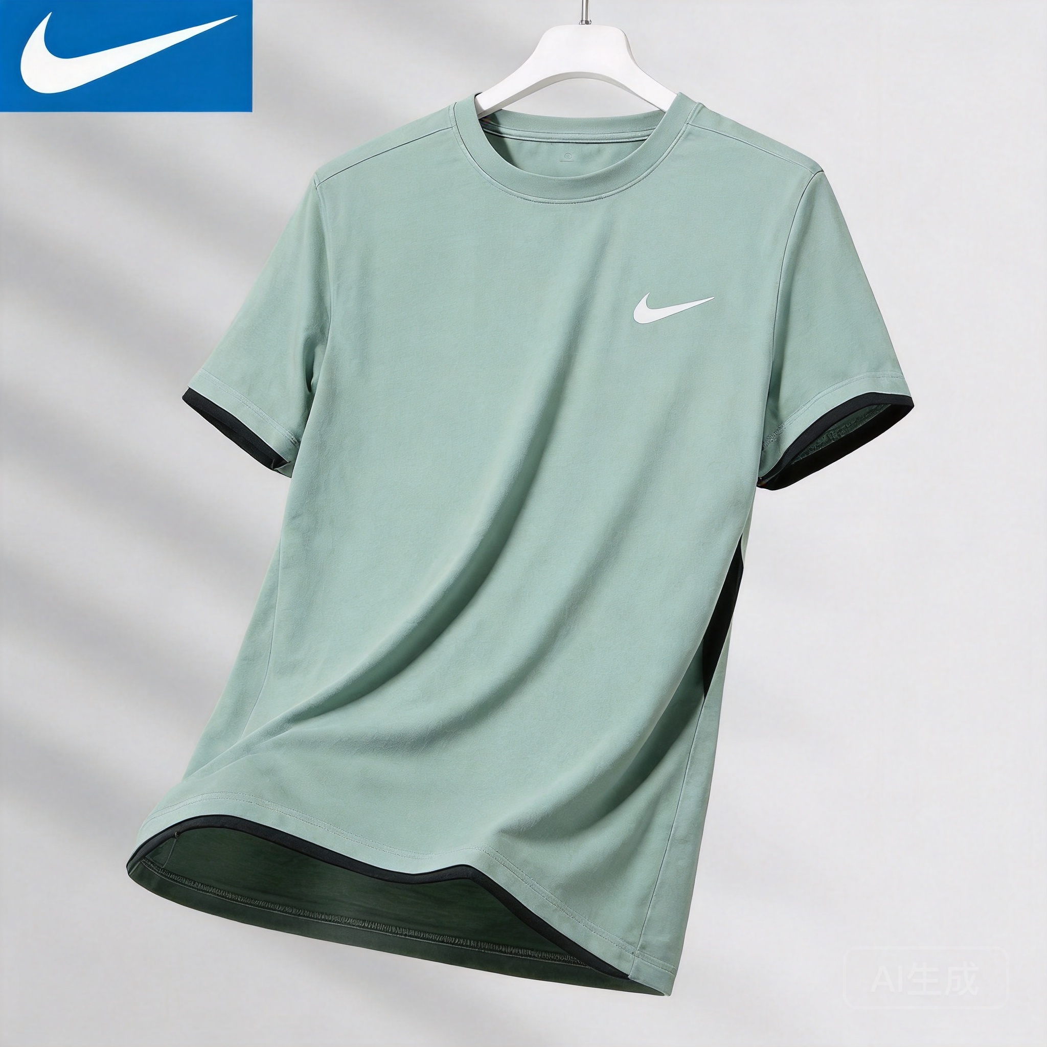 Nike Light Green Cotton Crew Neck T-Shirt for Men Women