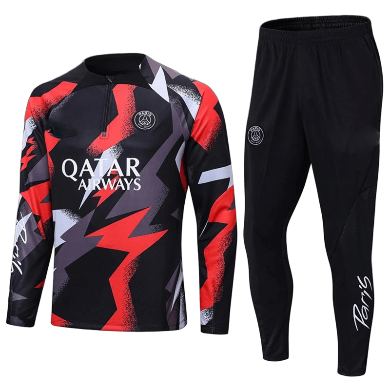 Nike PSG Black Red Lightning Sportswear Set