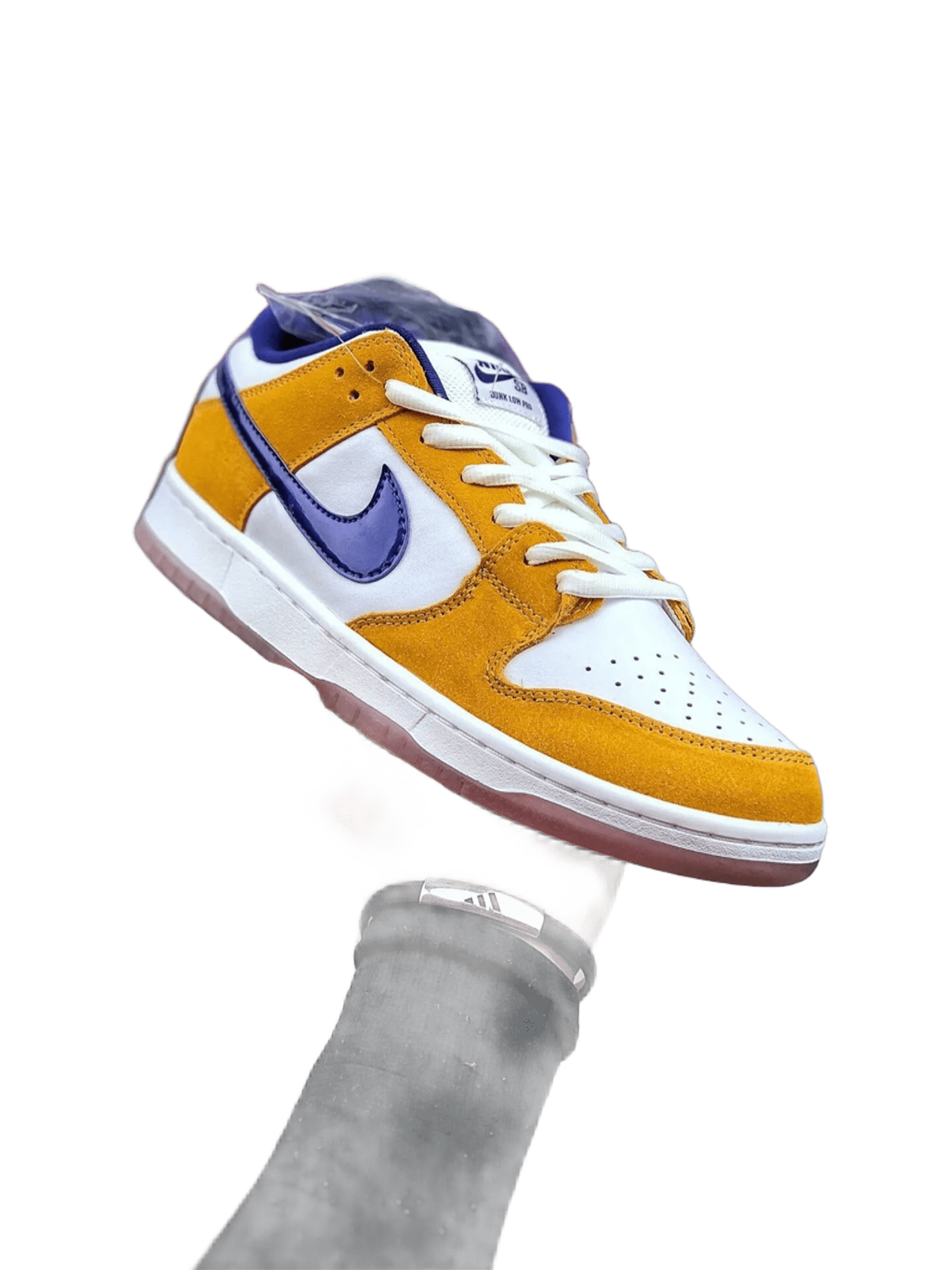 Nike SB Low Suede & Mesh Skate Shoes: Yellow/White/Purple