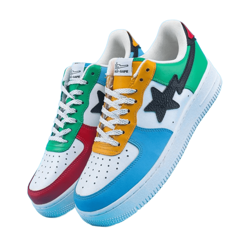 Nike Star Leather Sneakers: White, Green, Yellow, Blue