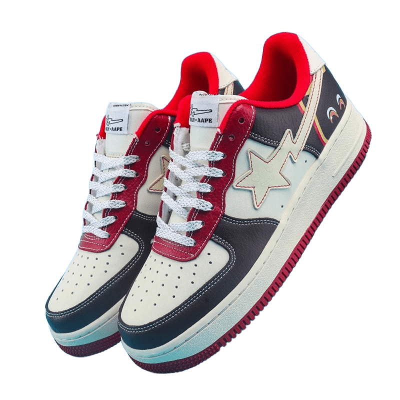 Nike Star Street Sneakers: White/Red/Black, Premium Leather