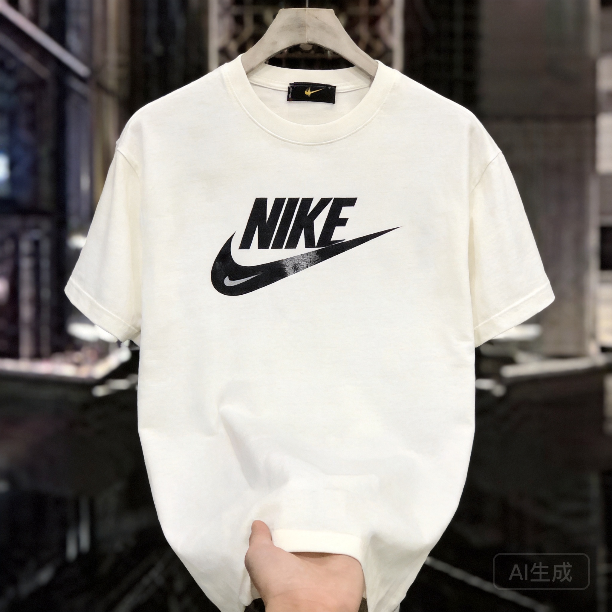 Nike White Cotton T-Shirt: Unisex Sport Tee with Logo