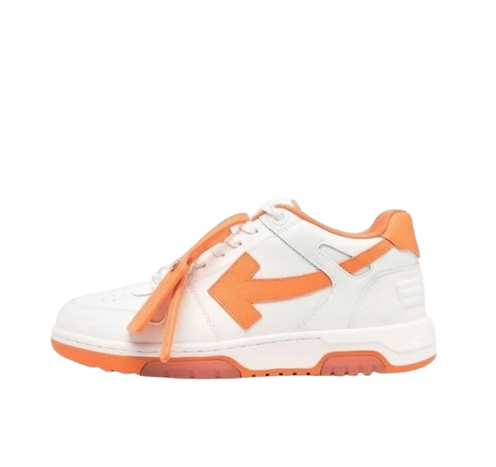 Off-White Arrow Leather Sneakers: White & Orange