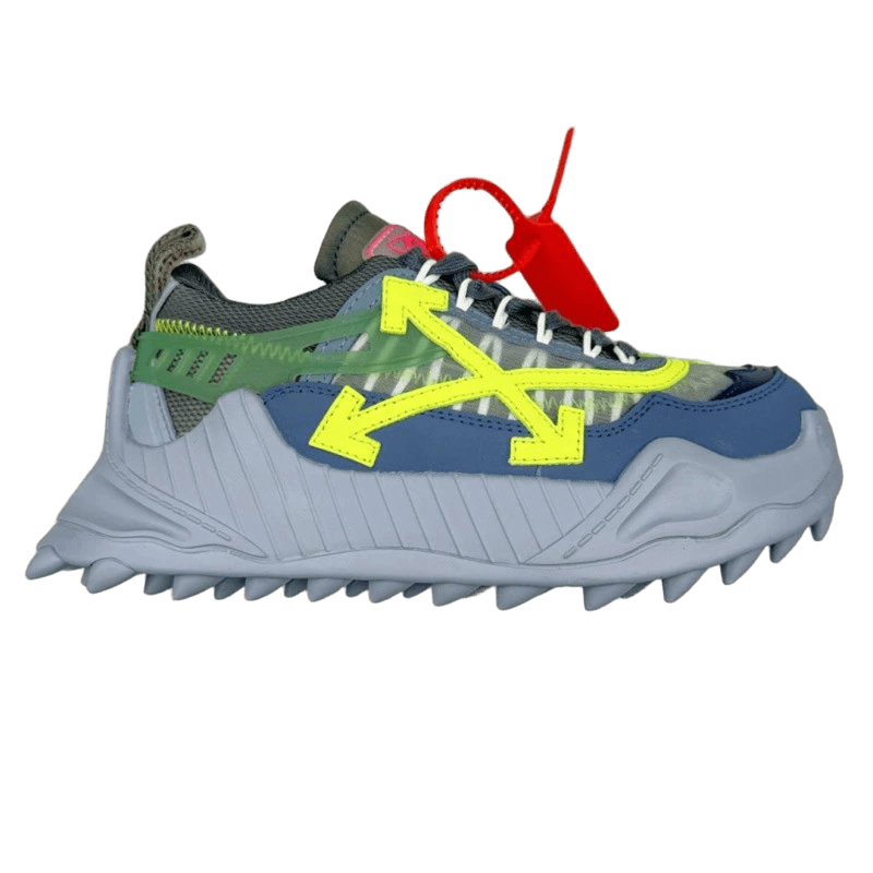 Off White Arrow Sneakers: Blue Green Yellow, Breathable Mesh