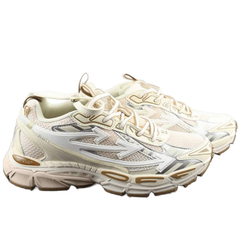 Off-White Beige Mesh & Leather Unisex Sneakers
