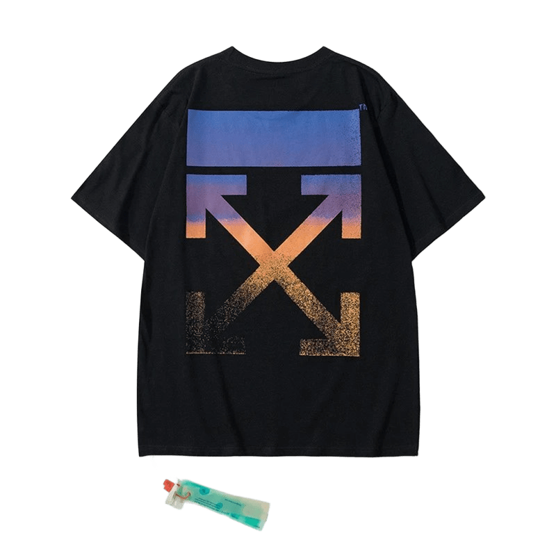 Off-White Black Cotton Tee: Gradient Arrow Print Streetwear