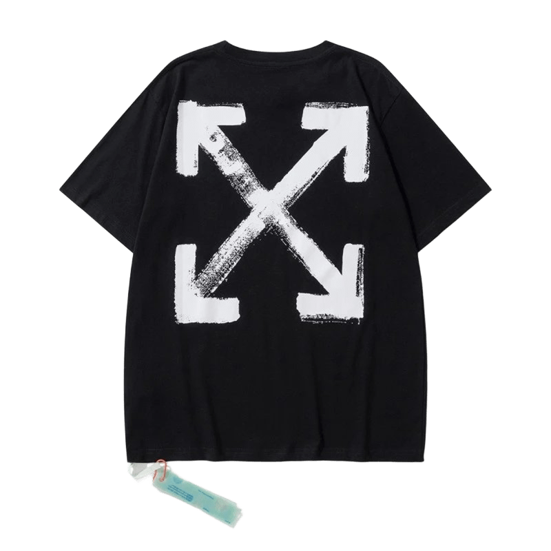 Off White Black Cotton Tee: Unisex Basic T-Shirt with Arrow Logo