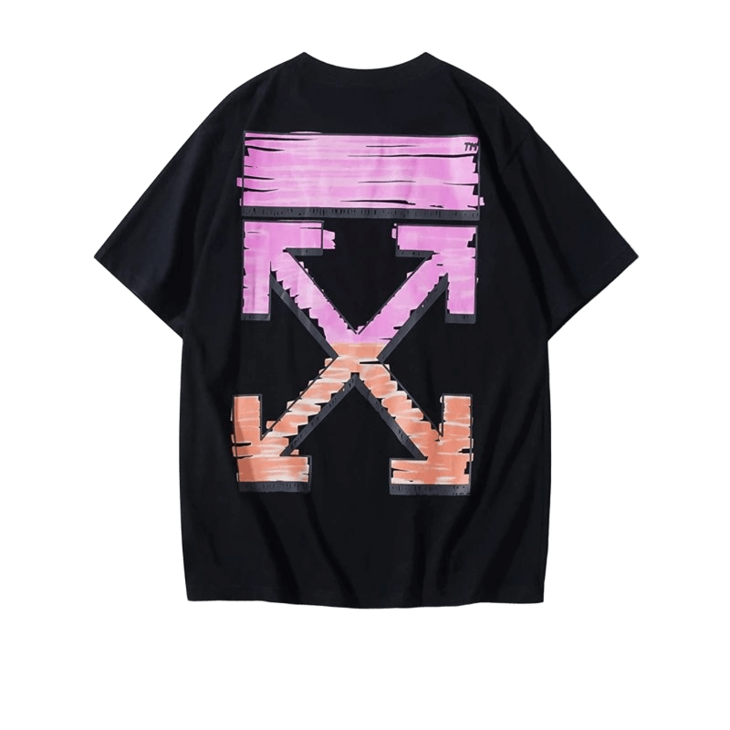 Off White Black Cotton Tee: Unisex Street Style w/ Arrow Print