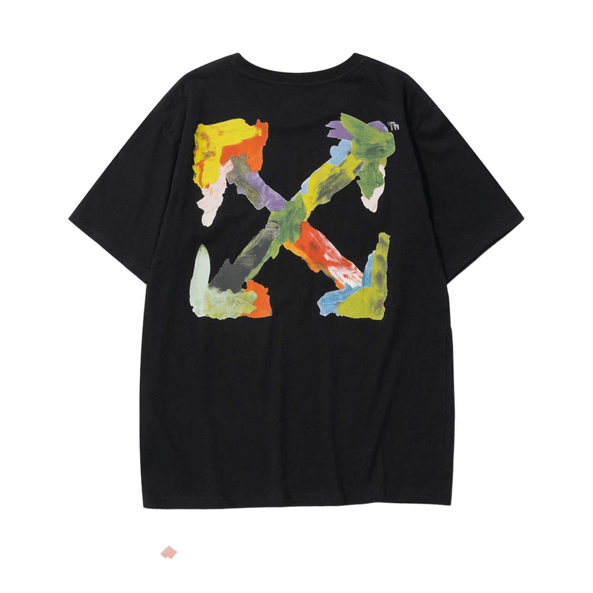 Off White Black Unisex Tee: Loose Fit Cotton Streetwear w/ Arrow Print