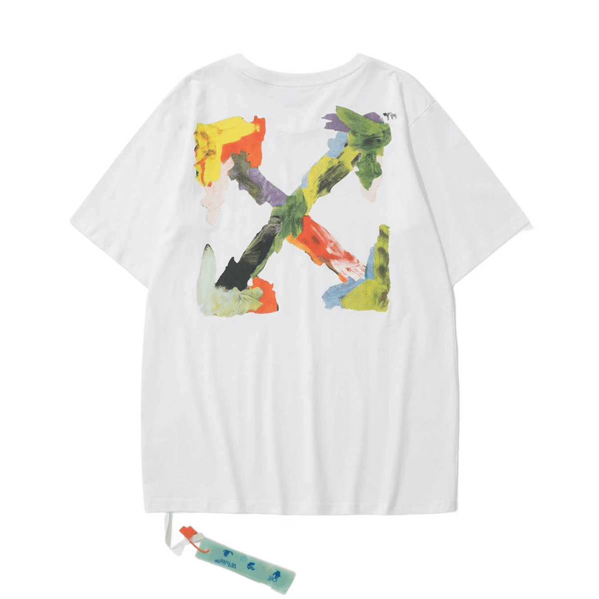 Off White Cotton Tee: Unisex Summer Shirt with Back Arrow Print