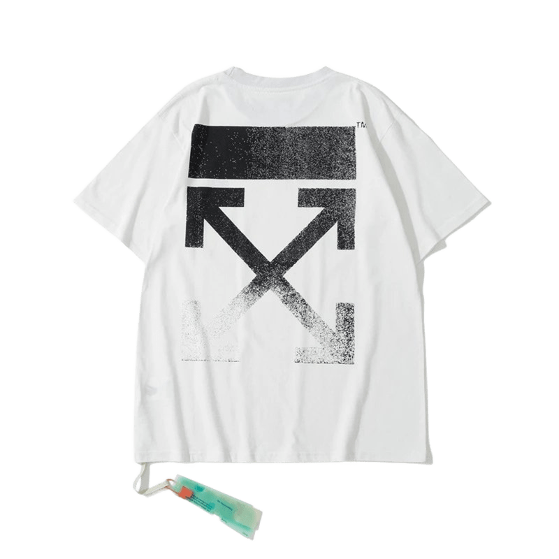 Off White Cotton Tee: White Unisex T-Shirt with Arrow Logo