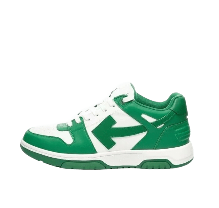 Off White Green Arrow Leather Sneakers Unisex Street Style