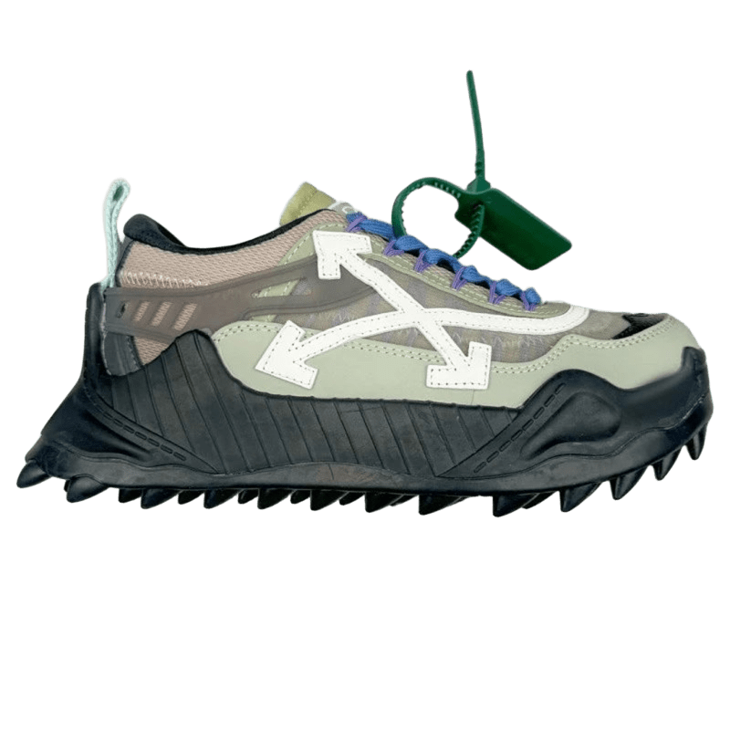 Off White Grey Green Arrow Sneakers, Casual Street Style