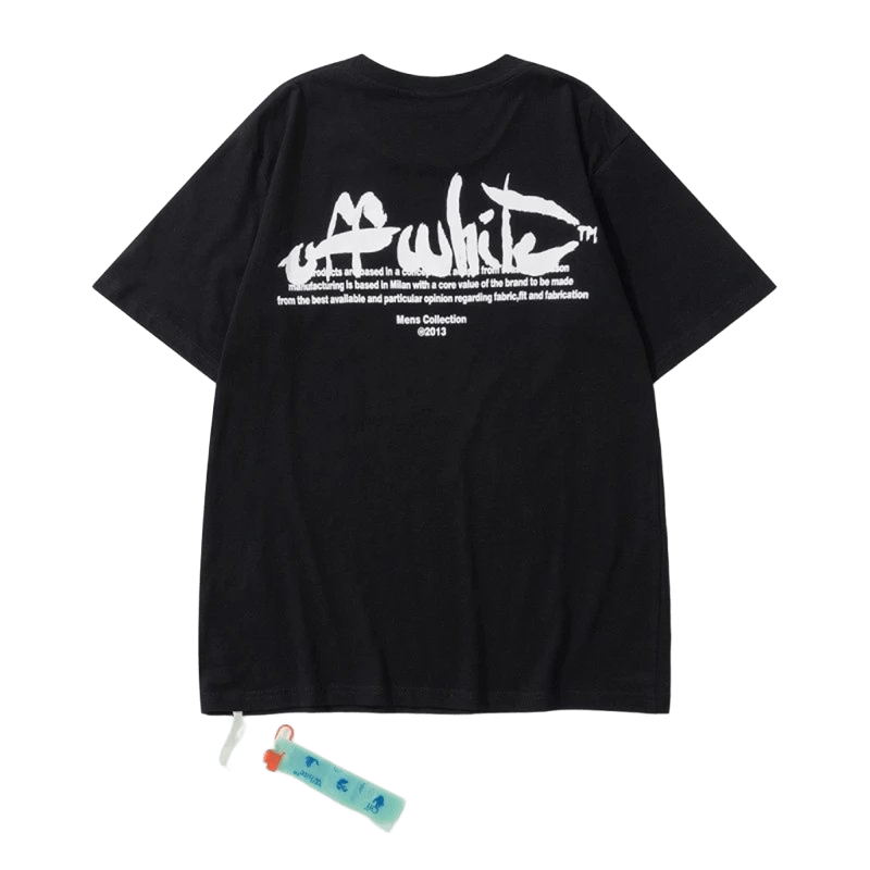 Off White Men's Black Cotton T-Shirt | Graffiti Print Back