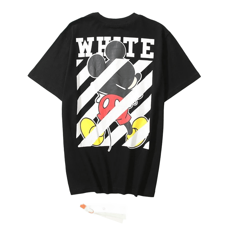 Off-White Mickey Mouse T-Shirt: Black Cotton Streetwear