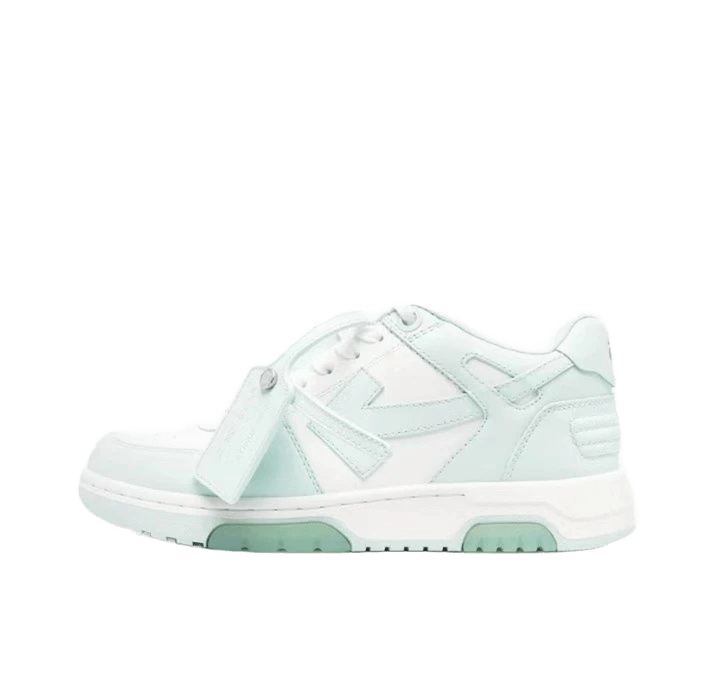 Off White Mint Green Leather Sneakers | Unisex Deconstructed Design