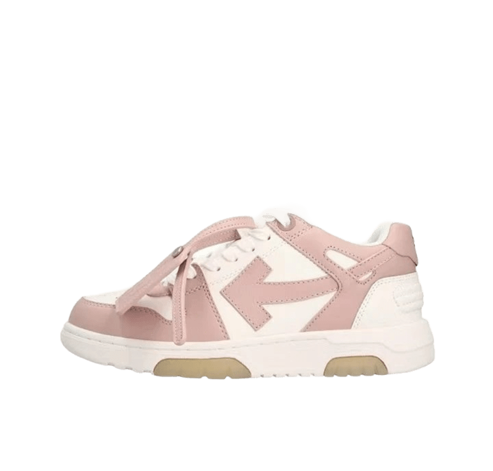 Off White Pink & White Arrow Leather Sneakers | Unisex