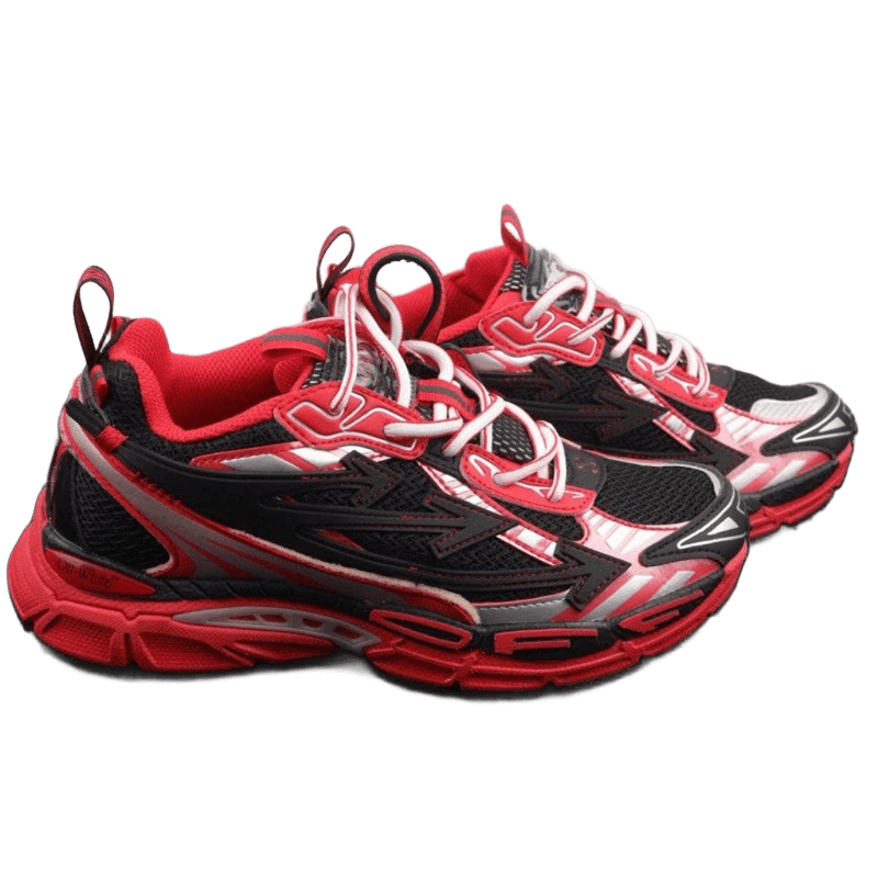 Off-White Red Black Mesh Sneakers - Active Street Style
