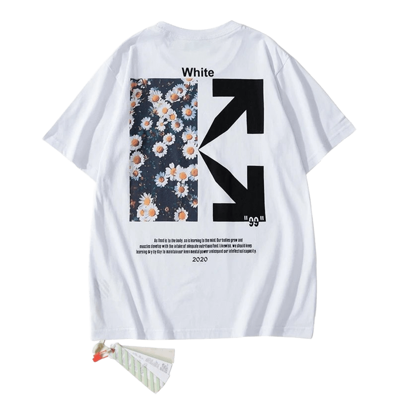 Off White Tee: 2020 Streetwear, Breathable Cotton, Back Print