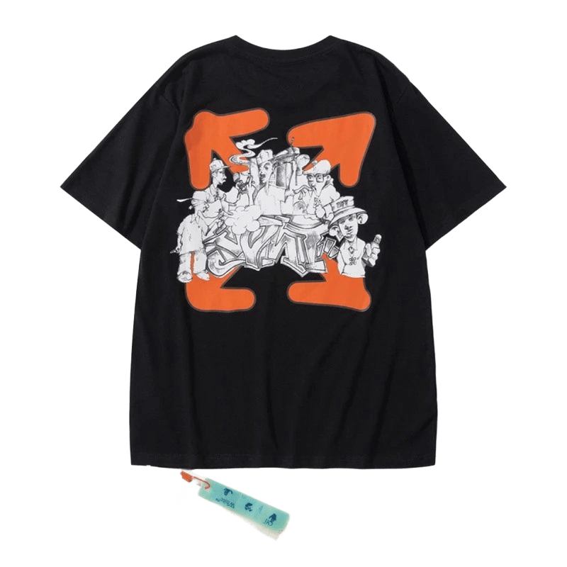 Off-White Unisex Black T-Shirt w/ Orange Back Graphic